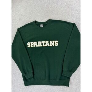 Michigan State Spartans Stitched Logo Campus Crew Sweatshirt (Men's Large) Green